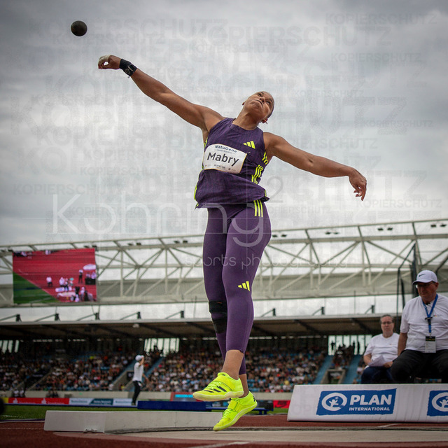 Golden Oval; Dresden, 31.05.2026 | DRESDEN , GERMANY - MAY 31:  Yemisi Mabry (GER / Germany)competes in the women’s shot put during the Golden Oval Continental Tour Silver meeting on May 31, 2026 at Heinz-Steyer-Stadion in Dresden, Saxony, Germany.