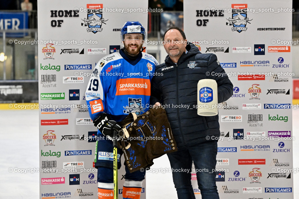 ESC SPARKASSE STEINDORF vs. EHC Althofen | Spieler des Abends Puntigammer Bier, #19 Friedrich Lukas ESC Steindorf, ESC SPARKASSE STEINDORF vs. EHC Althofen, ESC SPARKASSE STEINDORF vs. EHC Althofen am 06.03.2026 in Steindorf (Ossiachersee Halle), Austria, (Photo by Bernd Stefan)