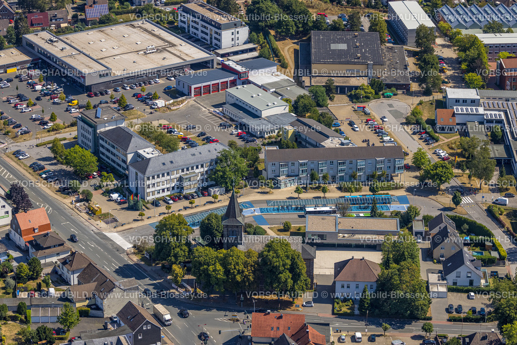 Sprockhoevel220808310 | Luftbild, Rathaus Sprockhövel, Busbahnhof, Haßlinghausen, Sprockhövel, Ruhrgebiet, Nordrhein-Westfalen, Deutschland