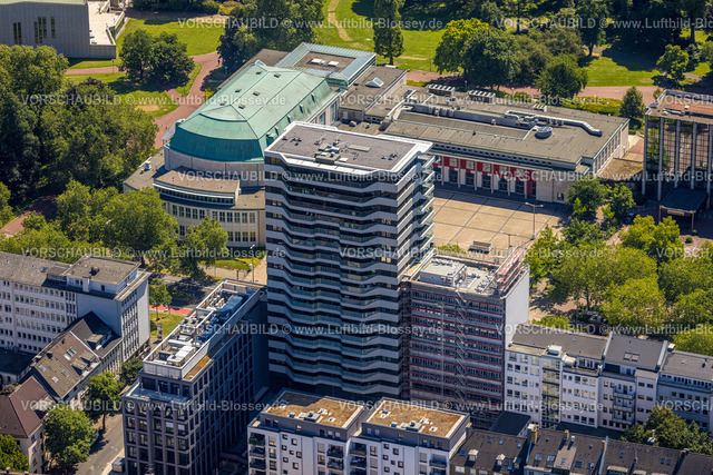 Essen230703032 | Luftbild, Wohnturm Neubau Seniorenwohnungen an der Huyssenallee, Aalto-Theater, Südviertel, Essen, Ruhrgebiet, Nordrhein-Westfalen, Deutschland