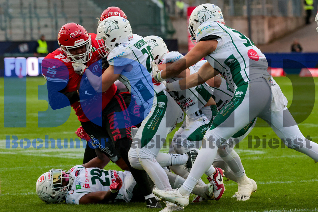  14.10.2023 - 
 | Sebastian Sendlak / Bochumer Nachrichtendienst (BOND) - GFL-Bowl 2023: Schwaebisch Hall Unicorns vs. Potsdam Royals - Realisiert mit Pictrs.com