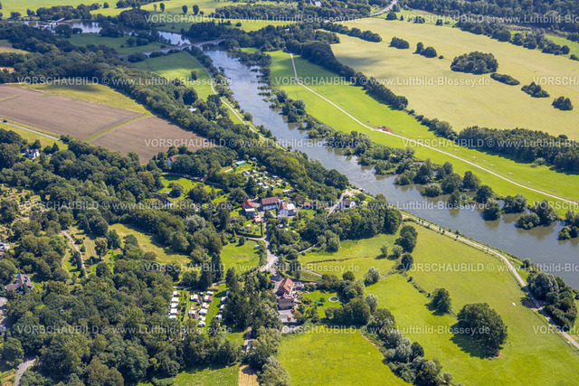 Bochum230801852 | Luftbild, Fluss Ruhr und Ruhraue an der Alten Fähre, Ruhrbrücke Kemnade, Stiepel, Bochum, Ruhrgebiet, Nordrhein-Westfalen, Deutschland