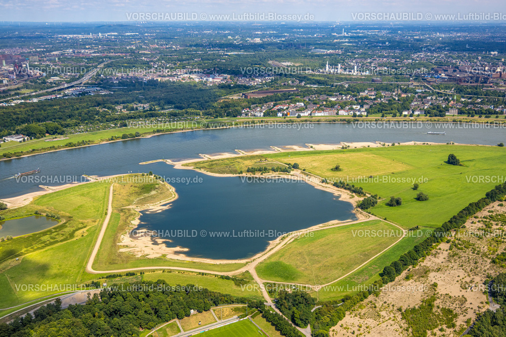 Duisburg250705223West | Luftbild, Rheinwiesen bei Duisburg Homberg, Bucht am Fluss Rhein, Alt-Homberg, Duisburg, Ruhrgebiet, Nordrhein-Westfalen, Deutschland