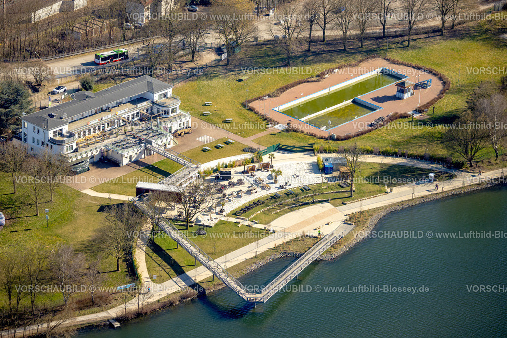 Hagen250302221 | Luftbild, Strandhaus Salitos Beach Hengsteysee Beach Club am Südufer Hengstey, Freibad, Herdecke, Ruhrgebiet, Nordrhein-Westfalen, Deutschland