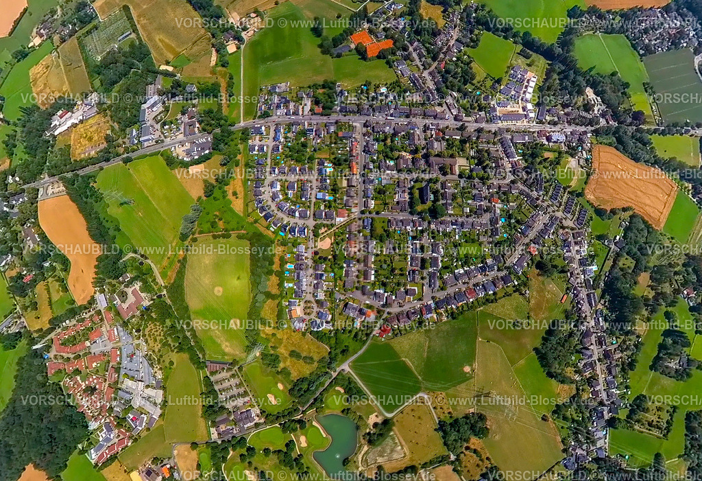 Muelheim230790113_Selbeck | Luftbild, Ortsansicht Ortsteil Selbeck, Erdkugel, Fisheye Aufnahme, Fischaugen Aufnahme, 360 Grad Aufnahme, tiny world, Saarn - Süd, Mülheim an der Ruhr, Ruhrgebiet, Nordrhein-Westfalen, Deutschland