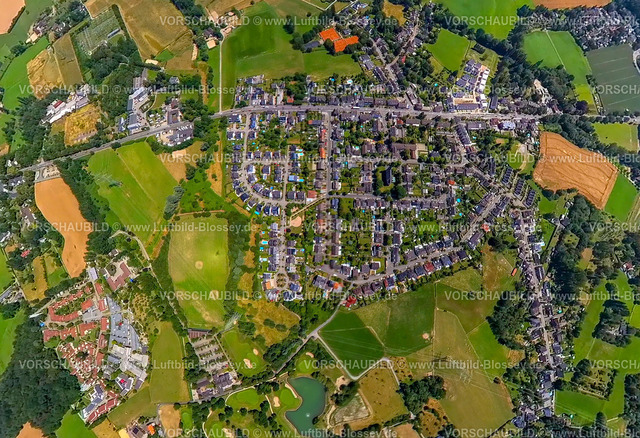 Muelheim230790113_Selbeck | Luftbild, Ortsansicht Ortsteil Selbeck, Erdkugel, Fisheye Aufnahme, Fischaugen Aufnahme, 360 Grad Aufnahme, tiny world, Saarn - Süd, Mülheim an der Ruhr, Ruhrgebiet, Nordrhein-Westfalen, Deutschland
