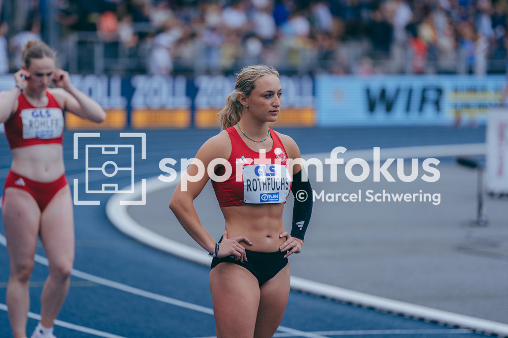 Deutsche Meisterschaften der Frauen und Männer 2026 | Emely Rothfuchs, Eintracht Frankfurt e.V., 4x100-Meter-Staffel, Deutsche Meisterschaften der Frauen und Männer 2026, Lohrheidestadion Bochum-Wattenscheid, 26.07.2026. Foto: Marcel Schwering / sportimfokus - Realisiert mit Pictrs.com