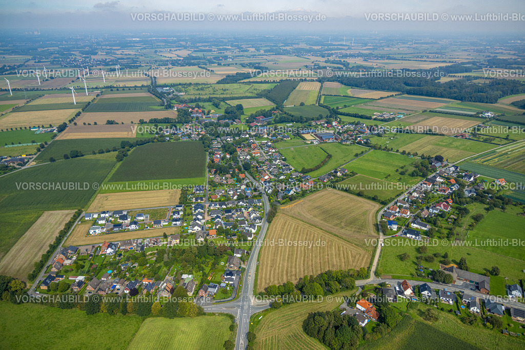 Froendenberg230901625 | Luftbild, Ortsansicht Ortsteil Ostbüren und Windräder, Ostbüren, Fröndenberg, Ruhrgebiet, Nordrhein-Westfalen, Deutschland