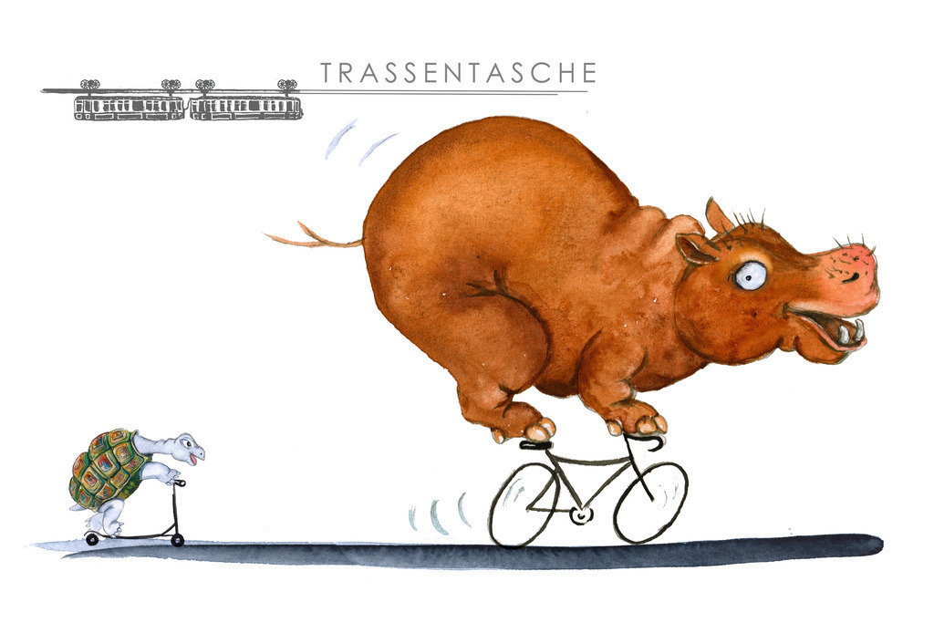 Trassentasche | Stadtposter - Städteposter - Einzigartige Poster von vielen deutschen Städten und Sehenswürdigkeiten. Im stylischen Aquarell-Design von Anja Thams, mit Stadtplan im Hintergrund. Als Wandbild, Poster und Fine-Art. - Realisiert mit Pictrs.com