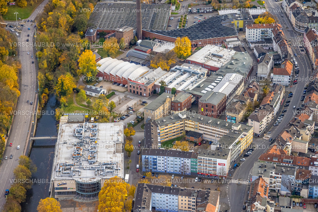 Hagen251102449 | Luftbild, Kino CineStar Hagen, Max-Reger-Musikschule, Elbershallen, herbstliche Bäume, Mittelstadt, Hagen, Ruhrgebiet, Nordrhein-Westfalen, Deutschland