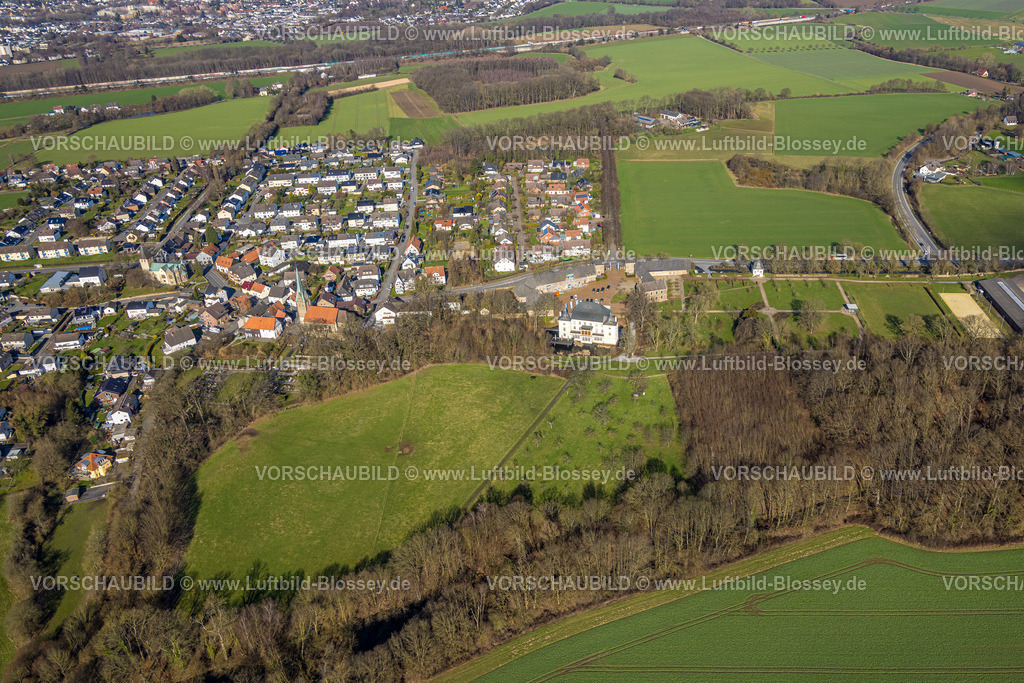 Holzwickede230213784 | Luftbild, Wasserschloss Haus Opherdicke, Renovierung am Nebengebäude, Opherdicke, Holzwickede, Ruhrgebiet, Nordrhein-Westfalen, Deutschland
