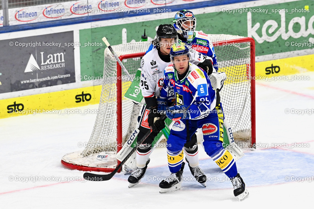 EC IDM Wärmepumpen VSV vs. Pioneers Vorarlberg | #35 Joe Cannata EC VSV, #25 Julian Metzler Pioneers Vorarlberg, #37 René Swette EC VSV, EC IDM Wärmepumpen VSV vs. Pioneers Vorarlberg, EC IDM Wärmepumpen VSV vs. Pioneers Vorarlberg am 03.10.2025 in Villach (Stadthalle Villach), Austria, (Photo by Bernd Stefan)