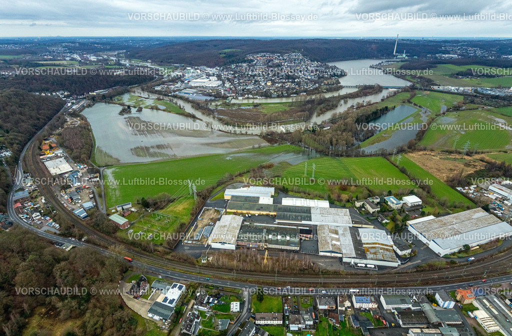 Wetter231201749Ruhr | Luftbild, Ruhrhochwasser, Weihnachtshochwasser 2023, starke Regenfälle,  Vorhalle, Hagen, Ruhrgebiet, Nordrhein-Westfalen, Deutschland
