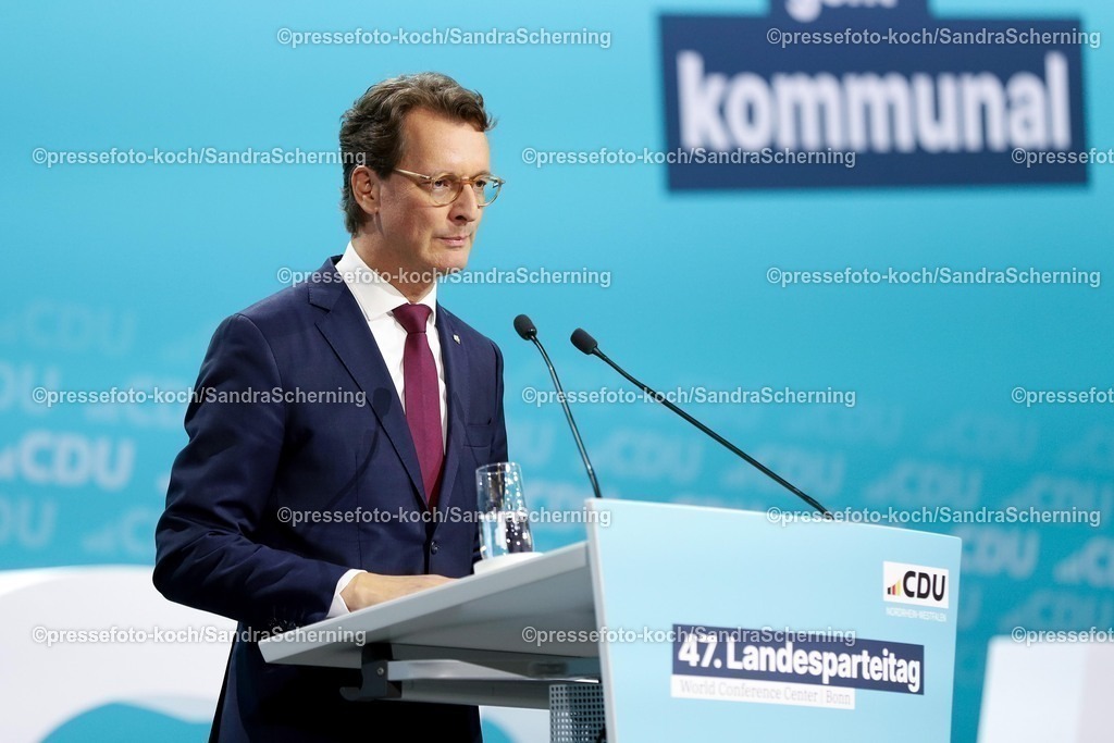 xsscx30082502038 | 30.08.2025, xsscx, Hendrik W¸st der wieder gew‰hlte Landesvorsitzende der CDU und gleichzeitig Ministerpr‰sident von Nordrhein-Westfalen auf dem 47. Landesparteitag der CDU Nordrhein-Westfalen mit dem Motto - SO! geht kommunal - im World Conference Center in Bonn Nordrhein-Westfalen Deutschland