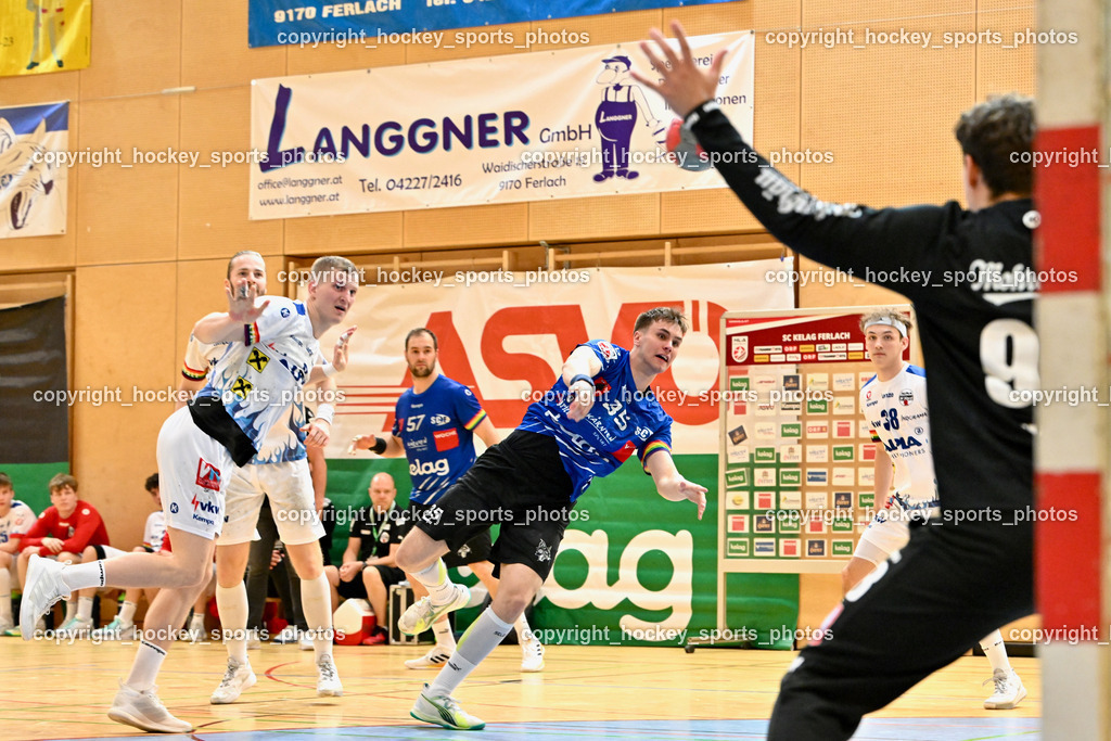 SC Ferlach vs. ALPA HC Hard | #3 Antanavicius Karolis HC Hard, #35 JURANIC Jura Egon SC Ferlach, SC Ferlach vs. ALPA HC Hard, SC Ferlach vs. ALPA HC Hard am 30.04.2024 in Ferlach (Ballspielhalle Ferlach), Austria, (Photo by Bernd Stefan)