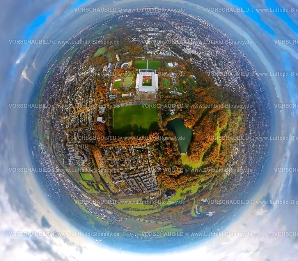 Koeln231190011MuengersbergStadion-topaz | Luftbild, Bundesligastadion RheinEnergieStadion
des 1. FC Köln, ehemals Müngersdorfer Stadion Fußballplatz umgeben von herbstlichen Laubbäumen, Erdkugel, Fisheye Aufnahme, Fischaugen Aufnahme, 360 Grad Aufnahme, tiny world, little planet, fisheye Bild, Müngersdorf, Köln, Rheinland, Nordrhein-Westfalen, Deutschland