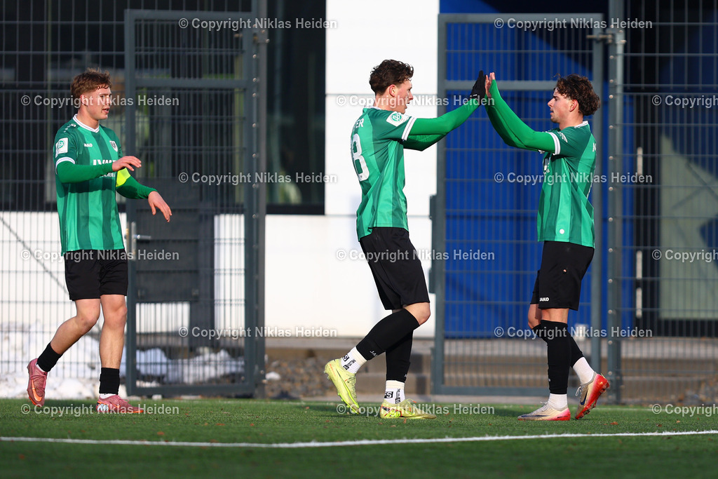 NH_HamburgerSVU19_PreußenMünsterU19_Testspiel_17012026 | #7 Mick Runte (Preußen Münster U19) bejubelt seinen Treffer zum 0:1.Fußball I Junioren I Testspiel I Saison 2025-2026  I Hamburger SV U19 - Preußen Münster U19 I 17.01.2026 I Alexander-Otto-Akademie