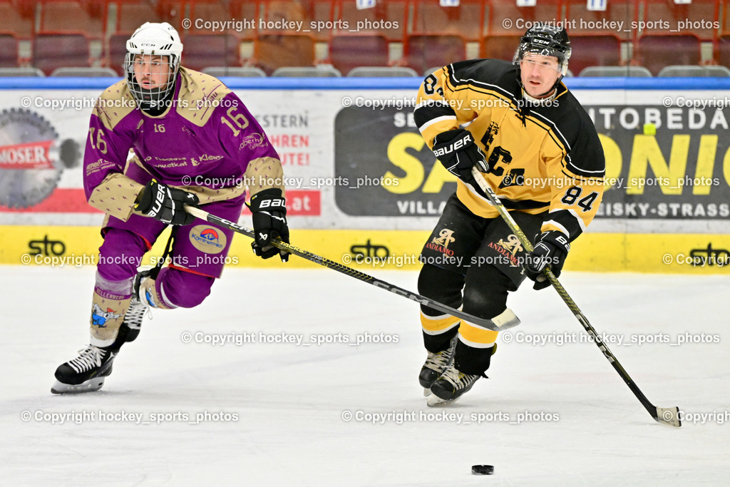 EC Kellerberg vs. EC Arnoldstein | #84 Tschinderle Gert EC Arnoldstein, #16 Tischner Lukas EC Kellerberg, EC Kellerberg vs. EC Arnoldstein, EC Kellerberg vs. EC Arnoldstein am 27.01.2026 in Villach (Stadthalle Villach), Austria, (Photo by Bernd Stefan)
