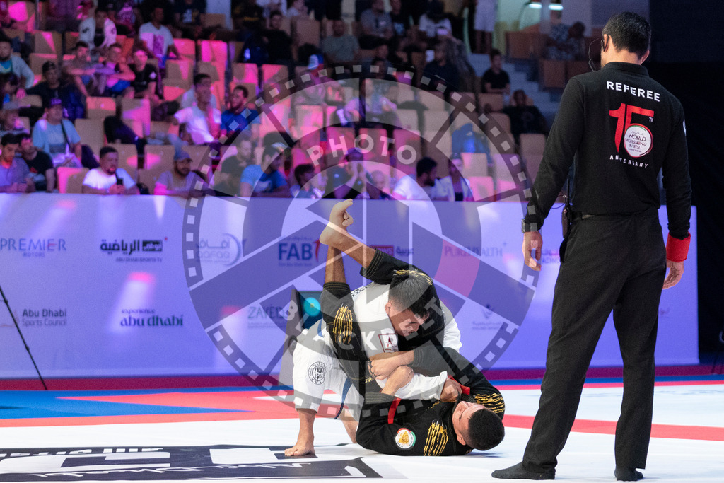 20231106PBB2851 | Fighters compete during the AJP World Master Championship in the Mubadala Arena in Abu Dhabi, Arab United Emirates, on November 6, 2023.