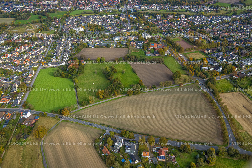 Hamm241015048 | Luftbild, Wohngebiet und Wiesenfläche Soester Straße und Ostwennemarstraße, Uentrop, Hamm, Ruhrgebiet, Nordrhein-Westfalen, Deutschland