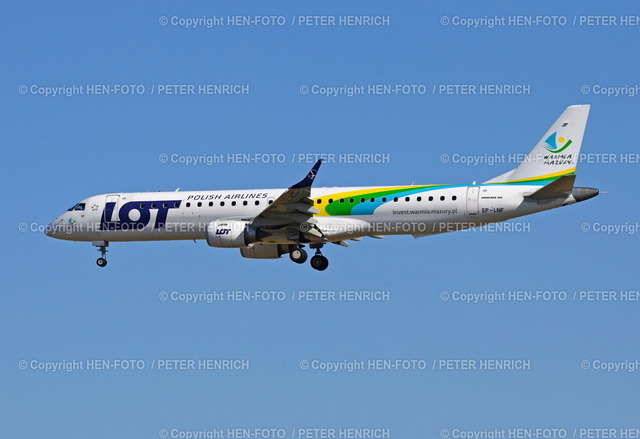 20230706-6791-flughafen-ffm-HEN-FOTO | 06.07.2023 Flughafen Frankfurt Impressionen Landeanflug Polish Airlines LOT (Warmia Mazury Livery) Embraer E195LR Kennung SP-LNF (Foto: Peter Henrich) - Realisiert mit Pictrs.com