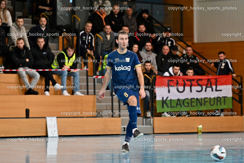 Carinthia Flamengo Futsal Club vs. Futsal Klagenfurt | #8 Marko Sarkovic Futsal Klagenfurt, Carinthia Flamengo Futsal Club vs. Futsal Klagenfurt, Carinthia Flamengo Futsal Club vs. Futsal Klagenfurt am 01.12.2024 in Klagenfurt (Ballspielhalle Viktring), Austria, (Photo by Bernd Stefan)