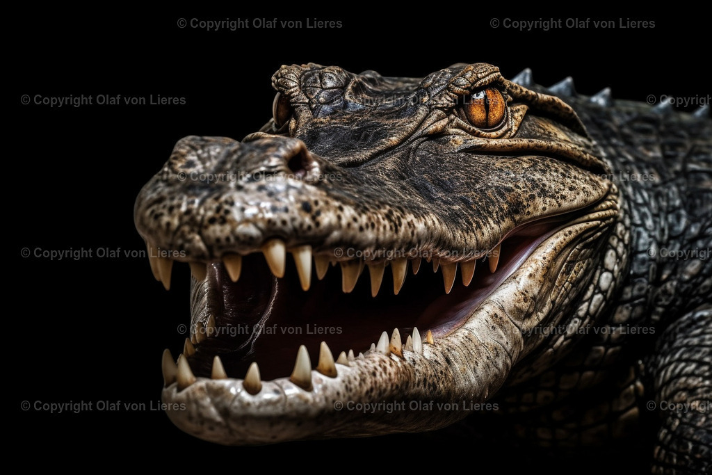 Krokodil | Krokodilkopf auf schwarzen Hintergrund