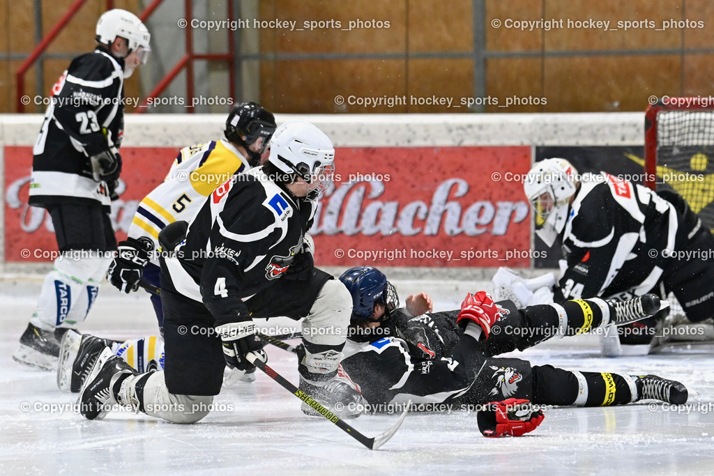 EC Tigers Paternion vs. Tarco Wölfe II | #4 Halbrainer Paul Tarco Wölfe II, #5 Rauter Marcel EC Tigers Paternion, #19 Werner Maximilian Tarco Wölfe II, #34 Schleinzer Manuel Tarco Wölfe II, EC Tigers Paternion vs. Tarco Wölfe II, EC Tigers Paternion vs. Tarco Wölfe II am 19.12.2024 in Spittal an der Drau (Eissportzentrum Spittal), Austria, (Photo by Bernd Stefan)