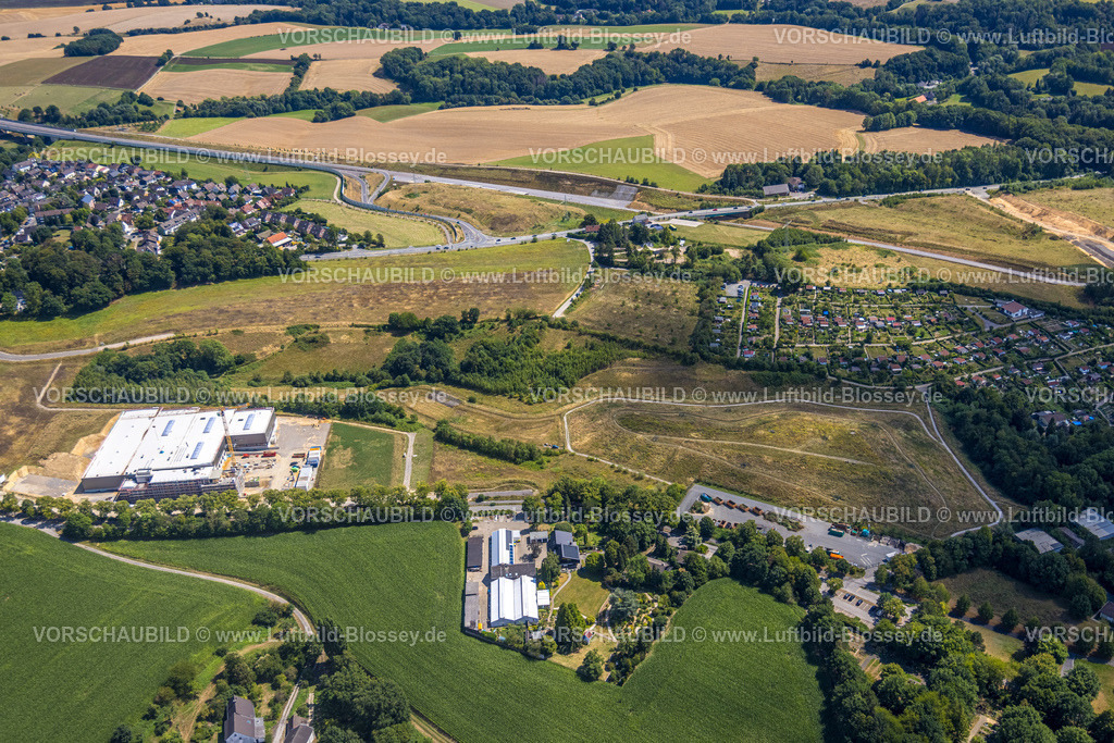 Heiligenhaus220803535 | Luftbild, Innovationspark, Erschließung, Baustelle und Neubau Firmenzentrale R+M de Wit, Heiligenhaus, Ruhrgebiet, Nordrhein-Westfalen, Deutschland