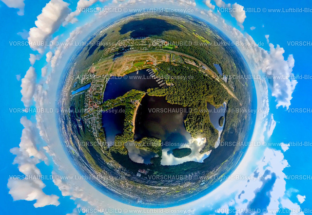 Duisburg241090042WedauWohnen | Luftbild, geplantes Duisburger Wohnquartier Wedau auf dem ehemaligen Rangierbahnhof Gelände, an der Sechs-Seen-Platte, Erdkugel, Fisheye Aufnahme, Fischaugen Aufnahme, 360 Grad Aufnahme, tiny world, little planet, fisheye Bild, Wedau, Duisburg, Ruhrgebiet, Nordrhein-Westfalen, Deutschland