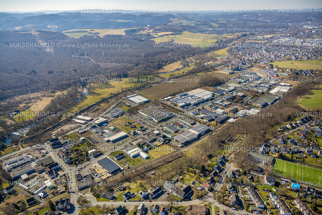 Arnsberg250305481 | Luftbild, Gewerbegebiet und Kläranlage Hammerweide, Fluss Ruhr und Waldgebiet, Obereimer, Arnsberg, Sauerland, Nordrhein-Westfalen, Deutschland
