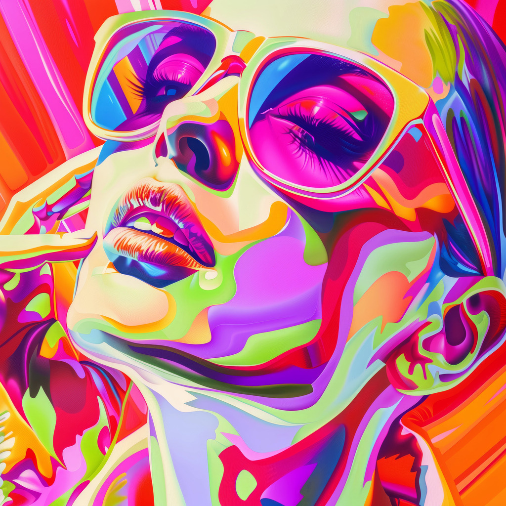 2407059 - Pop Art Porträt | Weibliches Porträt im Stil eines modernen neonfarbenen Pop Art Gemäldes.Bestellen Sie dieses Motiv als hochwertigen Kunstdruck z.B. auf Leinwand oder hinter Acrylglas. Für Preise, Größen- und Materialauswahl klicken Sie bitte auf "Bestellen.