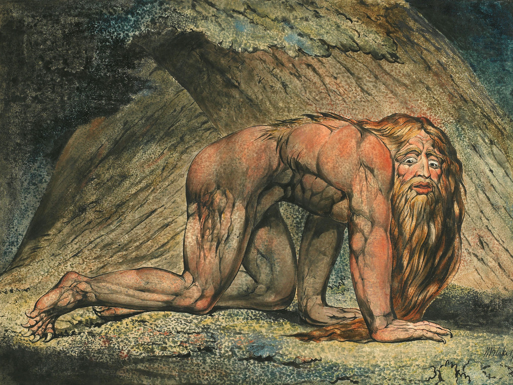 William Blake - Nebukadnezar | Moderne Wandbilder auf Leinwand, Acylglas, Alu-Dibond oder als Poster. Tauchen Sie ein in die Welt KI-generierter Kunstwerke - entdecken Sie hochwertige Kunstdrucke unserer Gemälde, Illustrationen und fotorealistischen Motive.