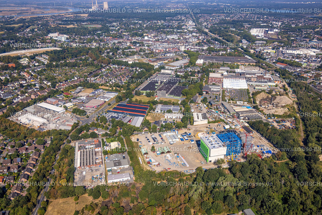 Dinslaken220806646 | Luftbild, Baustelle mit Neubau Holzheizkraftwerk an der Thyssenstraße, Averbruch, Dinslaken, Ruhrgebiet, Nordrhein-Westfalen, Deutschland