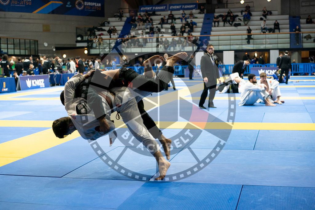 20240124PBB01362 | Fighters compete during the second day of the IBJJF European Championship in Paris, France, on January 24, 2024.