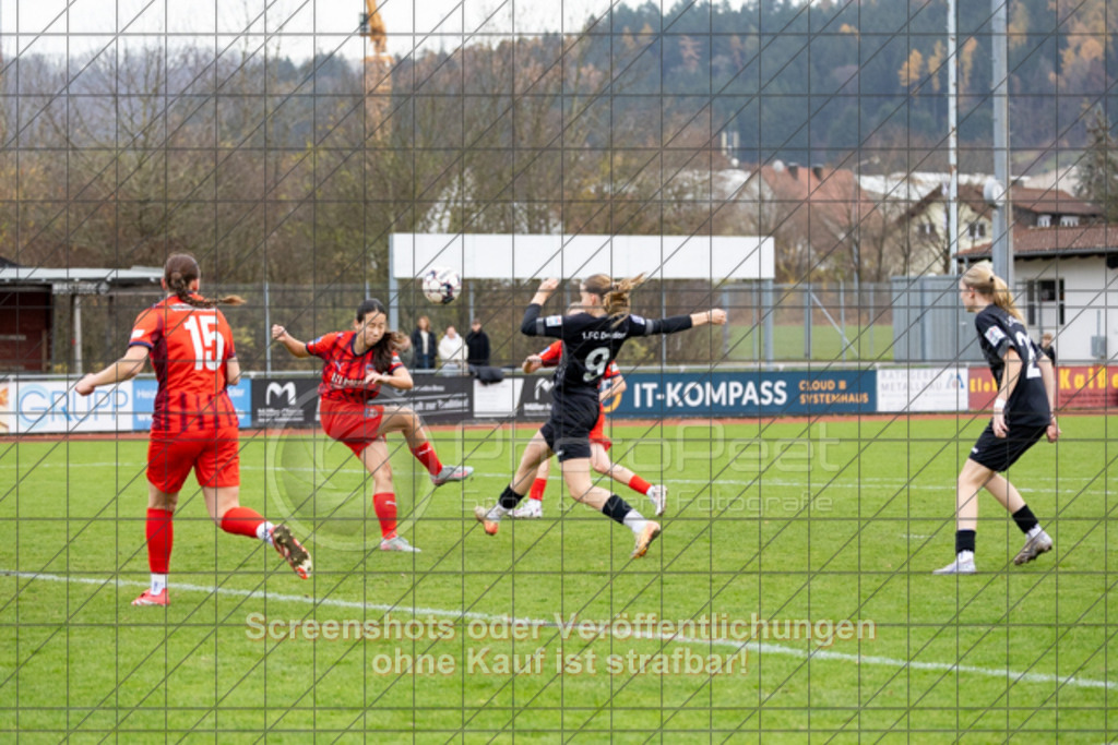 20251115_141505_0130 | #,1.FC Donzdorf (schwarz) vs. 1.FC Heidenheim (rot), Fussball, EnBW-Oberliga B -Juniorinnen, 10. Spieltag, Saison 2025/2026, Rasenplatz, Lautertal Stadion, Süßener Straße 16, 73072 Donzdorf, 15.11.2025 - 14:00 Uhr,Foto: PhotoPeet-Sportfotografie/Peter Harich
