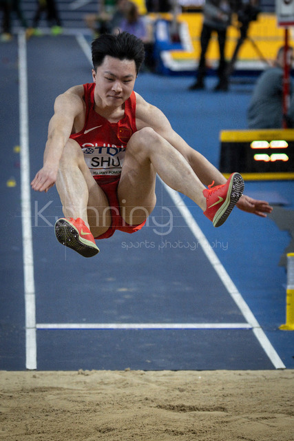 World Athletics Indoor Championships Kujawy Pomorze 26, 22.03.2026 | TORUN, POLAND - MARCH 22:  Heng SHU (CHN) competes in the men's long jump during the World Athletics Indoor Championships Kujawy Pomorze 26 on day 3 / session 2 at Kujawsko-Pomorska Arena Torun on March 22, 2026 in Torun, Poland. 