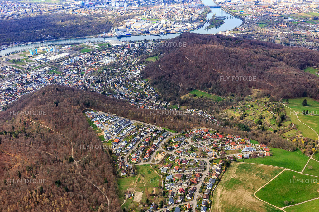 Ortsansicht von Osten | Luftbild: Ortsansicht von Osten im Ortsteil Grenzach in Grenzach-Wyhlen im Bundesland Baden-Württemberg in Deutschland. Foto: IMG_120219.jpg vom 17.03.2020 durch Werner Riehm/FLY-FOTO.de - Realisiert mit Pictrs.com
