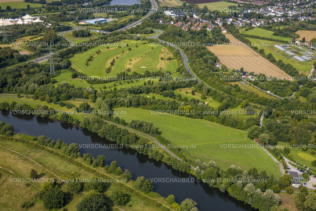 Witten250804947 | Luftbild, Ruhr-Golf Witten Golfwiese und Golfclub, Seestraße, Autobahn A43 mit Anschlussstelle Witten-Heven, Heven, Witten, Ruhrgebiet, Nordrhein-Westfalen, Deutschland