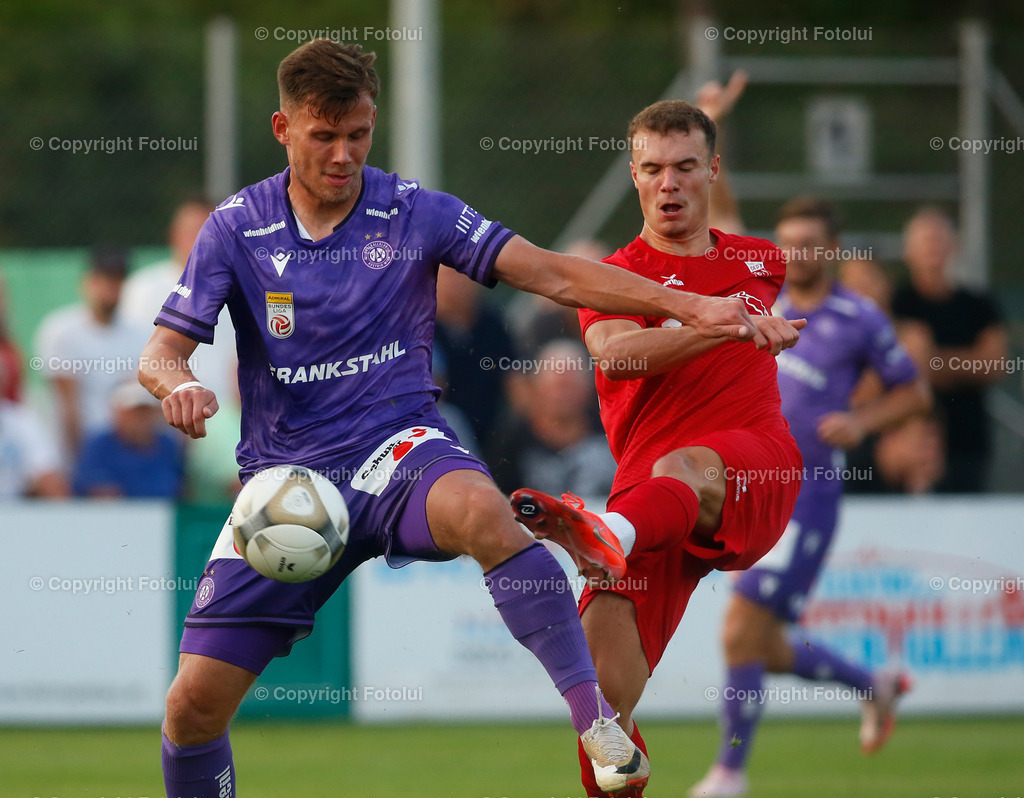 A_LUI_280824_22 | SPORT FUSSBALL UNIQA OEFB CUP 2024 2.RUNDE ASKOE OEDT-WIENER AUSTRIA 28.08.2024 IM BILD:JONAS ROSSDORFER  (OEDT) UND NIK PRELEC (AUSTRIA) FOTO:FOTOLUI