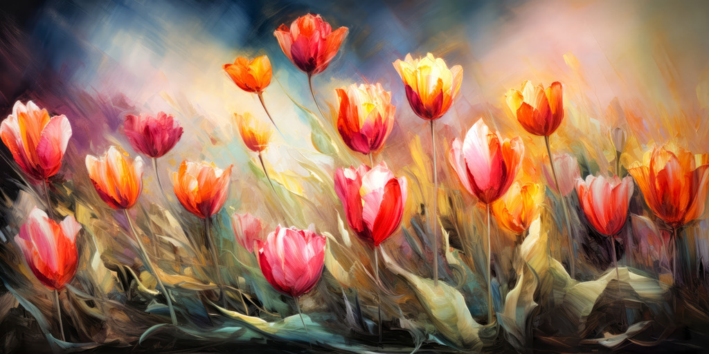 2307111 - Tulpenfeld | Sehr atmosphärisches Bild eines Tulpenfeldes.