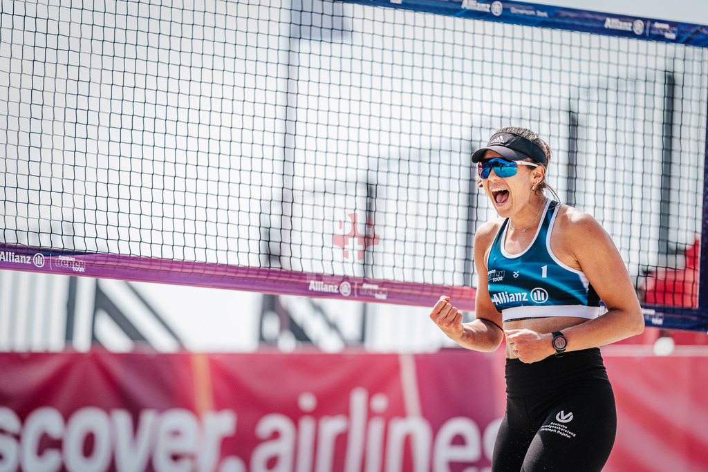 Beachvolleyball | Frauen | German Beach Tour 2024 | Tourstop Bremen | 06.06.2024 | Leonie Klinke jubelt