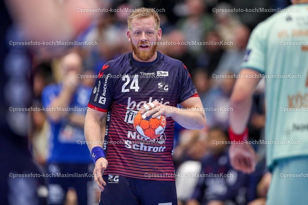 Gum11022501036 | 11.02.2025, Handball, European League - Hauptrunde Gruppe IV, VfL Gummersbach - SG Flensburg-Handewitt, Schwalbe-Arena: Jim Gottfridsson (Flensburg-Handewitt #24)