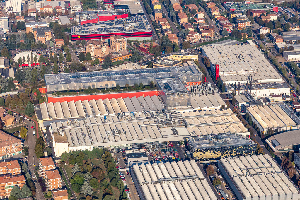 Aerial view: Ferrari SPA in Maranello in the state Modena, Italy.Photo: IMG_134921.jpg taken on 09/20/2022 by Werner Riehm/FLY-FOTO.comResolution of the original: 5243 x 3495 pxWWW.FERRARI.COM