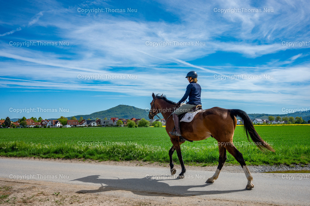 reiterin-pferd-bergstrasse-ausritt-suedhessen-landschaft-Bensheim-Fotografie-Thomas_Neu.jpg | Eine Reiterin auf einem Ausritt vor der Landschaft der Hessischen Bergstraße. Im Vordergrund führt ein Feldweg durch grüne Wiesen, im Hintergrund sind die Hügel des Odenwaldes und eine Ortschaft der Region zu sehen.,Bild: Thomas Neu