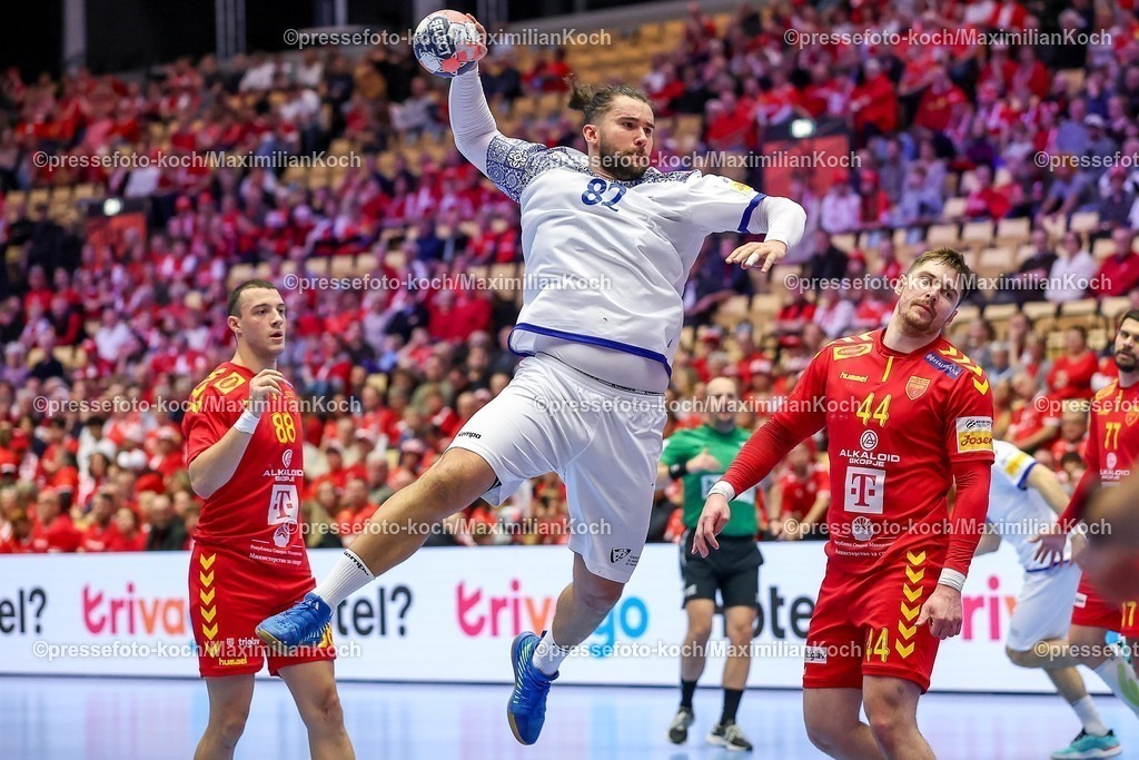 EHF18012601092 | 18.01.2026, Handball, Men's EHF EURO 2026, Portugal - Nordmazedonien, Jyske Bank Boxen in Herning, Dänemark, Preliminary Round:  Luis Diogo Sousa Frade (Portugal #82) 