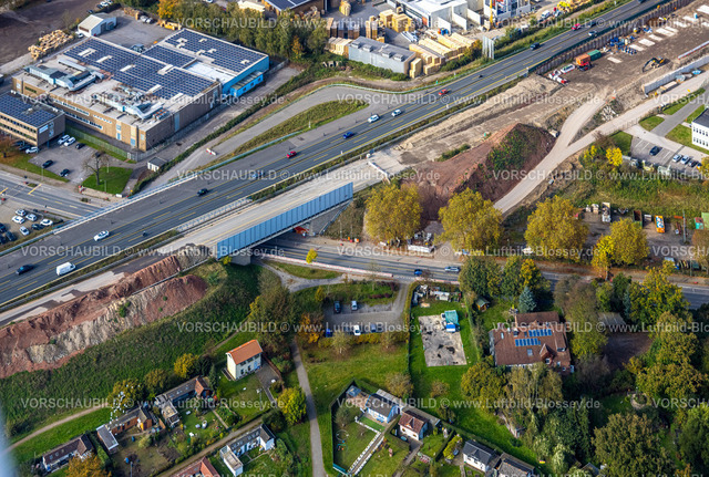 Herne241015862 | Luftbild, Großbaustelle Autobahnkreuz, Herne mit Autobahn A43 Brücke Forellstraße, Baukau, Herne, Ruhrgebiet, Nordrhein-Westfalen, Deutschland