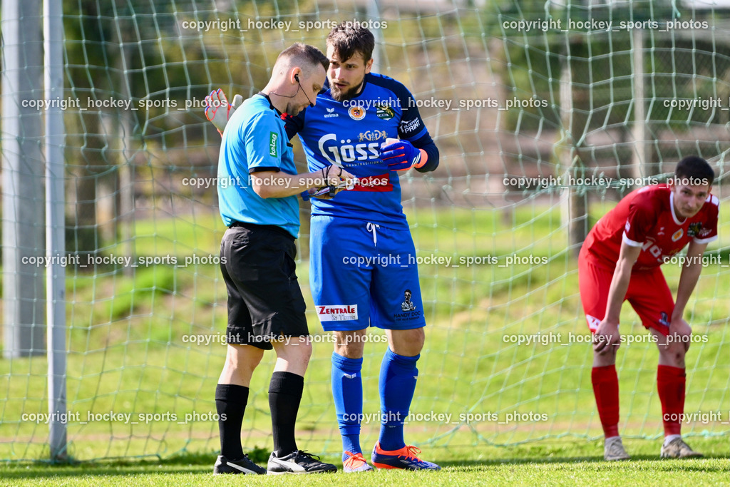 WSG Radenthein vs. Rapid Lienz | Daniel Kosmrlj Referee, #44 Jakub Corej Rapid Lienz, WSG Radenthein vs. Rapid Lienz, WSG Radenthein vs. Rapid Lienz am 12.04.2025 in Radenthein (Sportplatz Radenthein), Austria, (Photo by Bernd Stefan)