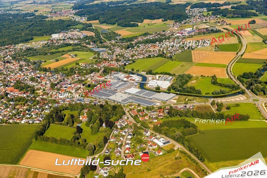Luftaufnahme der Stadt Offingen - Die Luftaufnahme wurde 2025 vom UL-Flugzeug heraus erstellt ( keine Drohne ) - Hochauflösende Luftaufnahme - für professionelle Ausdrucke geeignet. Die Geschenkidee !Mit Lizenz und Bildrechte bestellbar