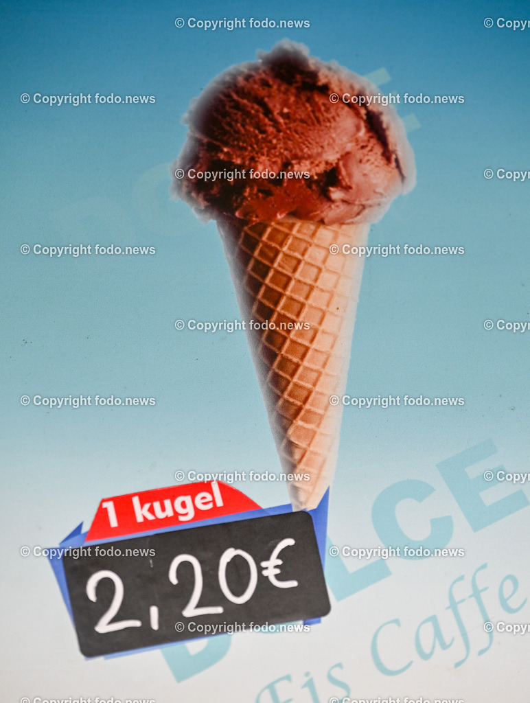 Landstrasse Linz_ Eissalon_ Eispreise_ 20.03.2024-1 | 20.03.2024, Linz, AUT, Eis, Eissalon im Bild Eispreis, Dolce, Preis, 1 Kugel